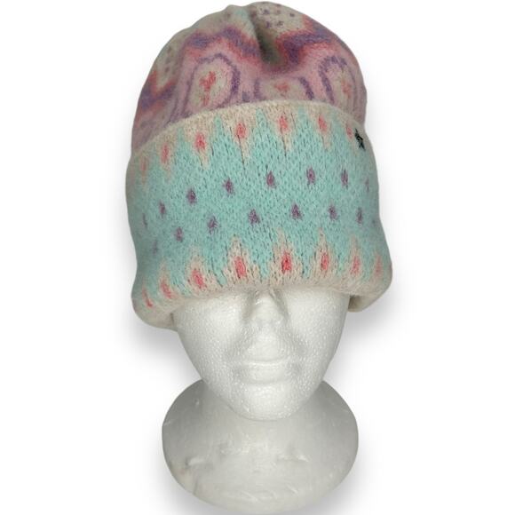 NEW Jocelyn Brand Scarf & Hat Set Pastel Winter Fair Isle Print Wool Blend NWT - Picture 6 of 16